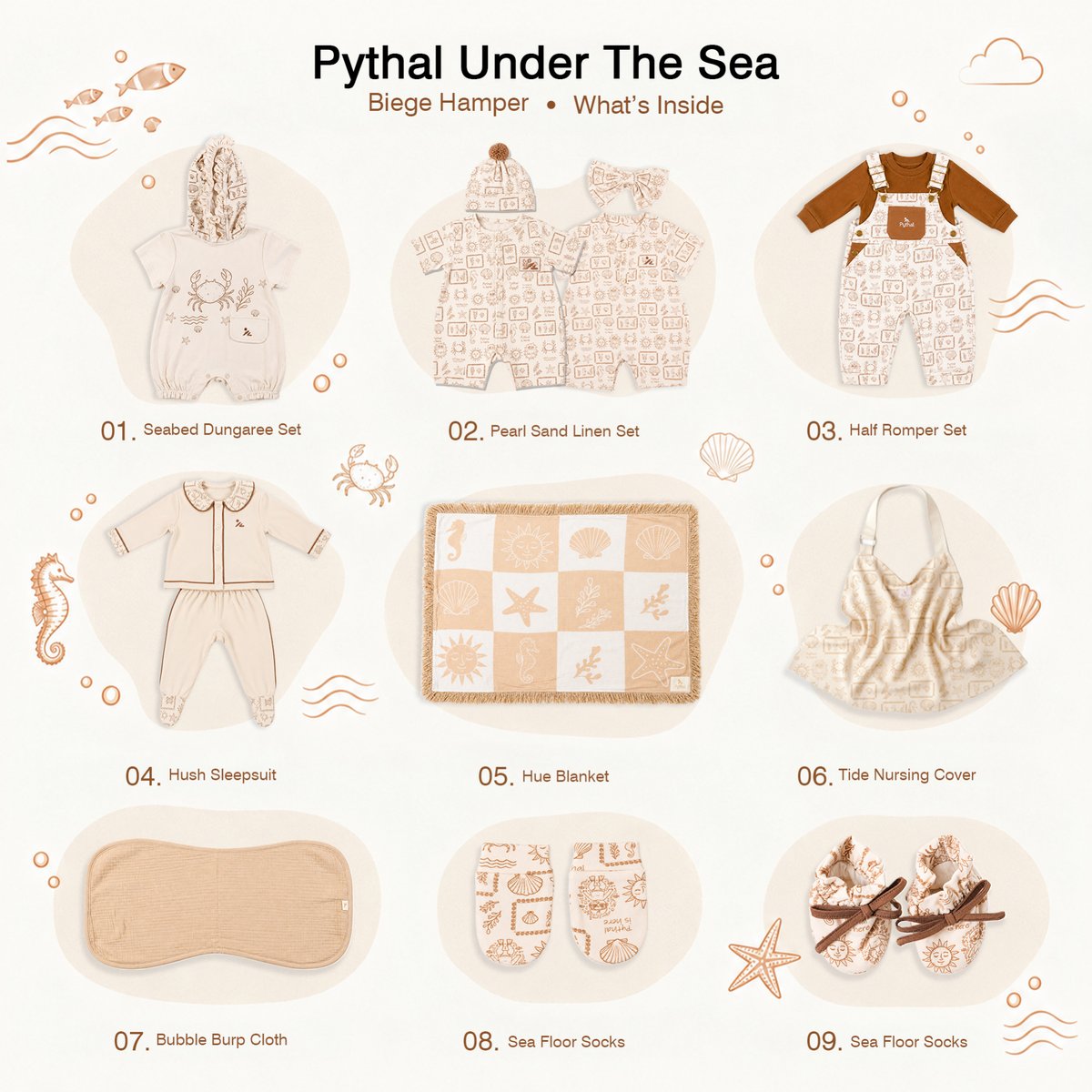 Pythal Under The Sea - Beige Hamper - What's Inside