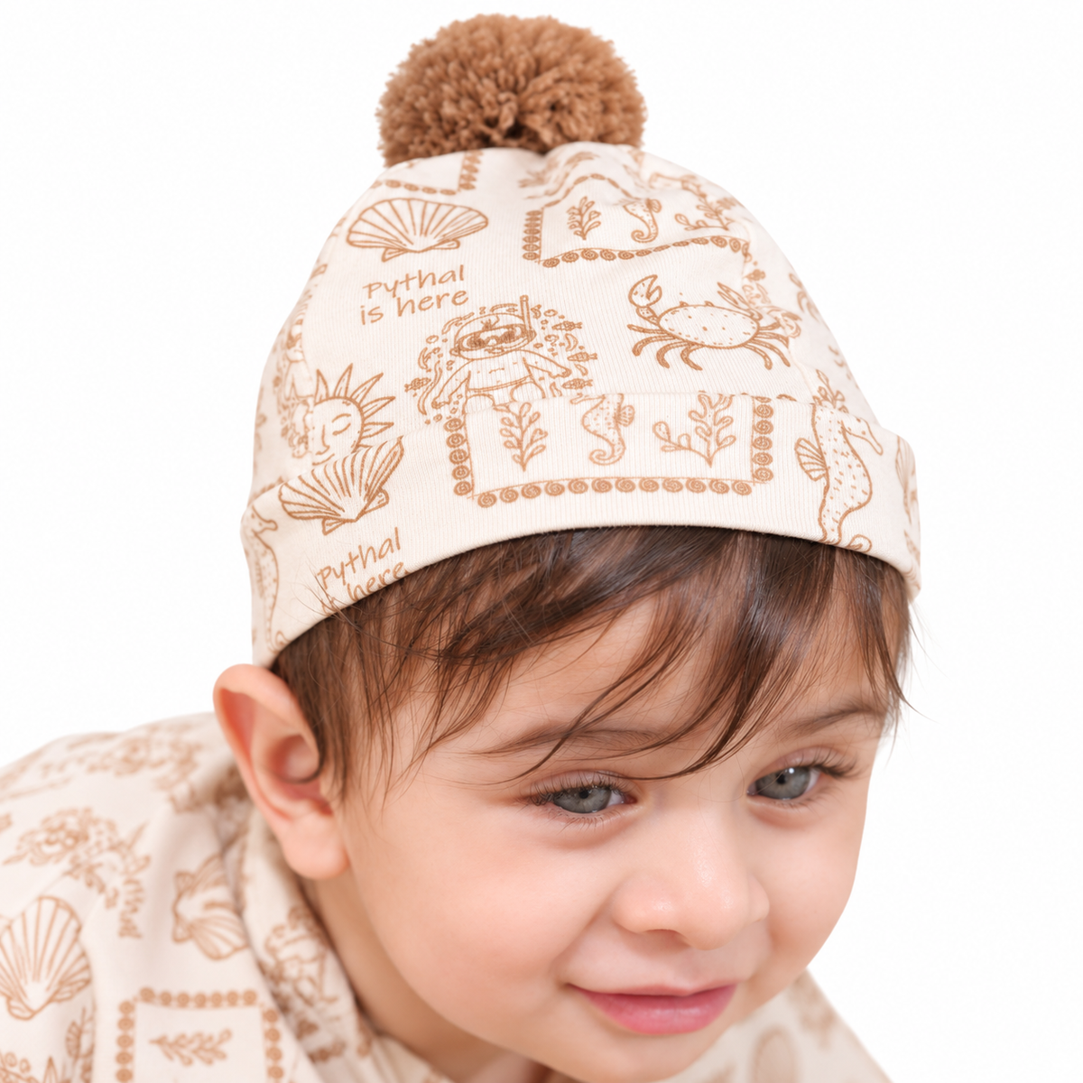 Pythal Pearl Sand Linen Set - cap (Boy)