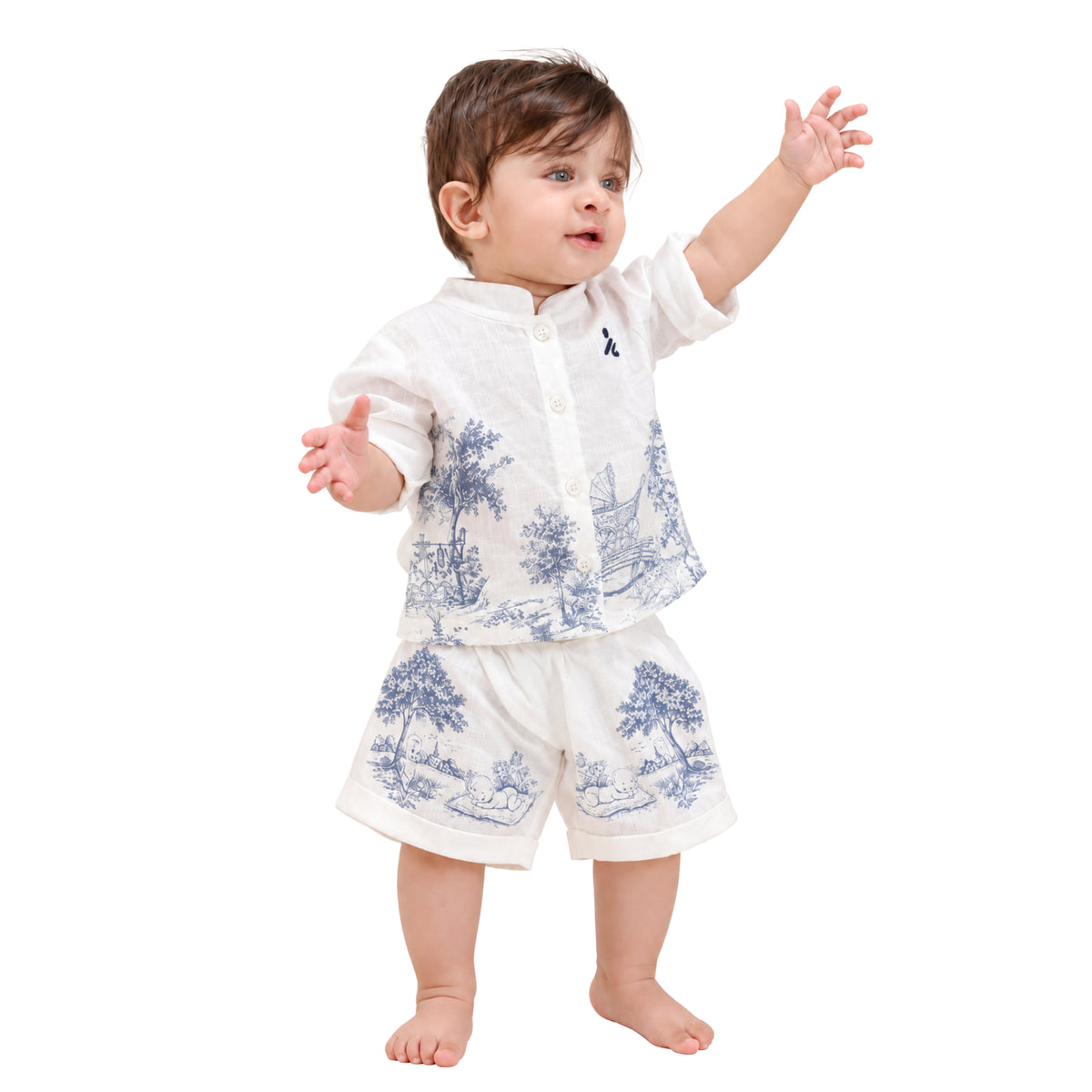 Pythal Toile De Jouy - Blue Hamper - front (Boy)
